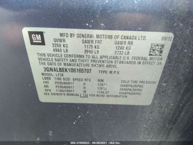 Photo 8 VIN: 2GNALBEK1D6165707 - CHEVROLET EQUINOX 