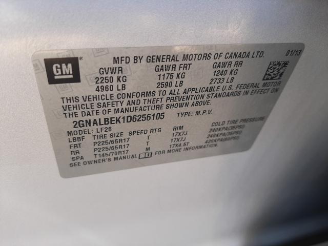 Photo 9 VIN: 2GNALBEK1D6256105 - CHEVROLET EQUINOX LS 