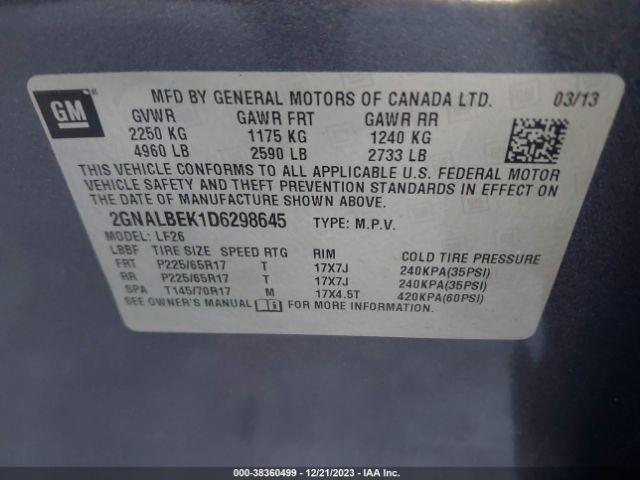 Photo 8 VIN: 2GNALBEK1D6298645 - CHEVROLET EQUINOX 