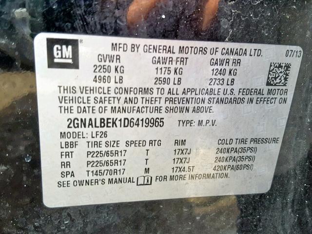 Photo 9 VIN: 2GNALBEK1D6419965 - CHEVROLET EQUINOX LS 