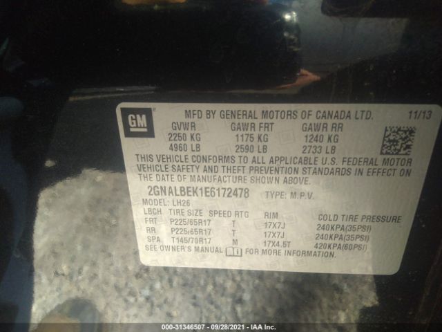 Photo 8 VIN: 2GNALBEK1E6172478 - CHEVROLET EQUINOX 