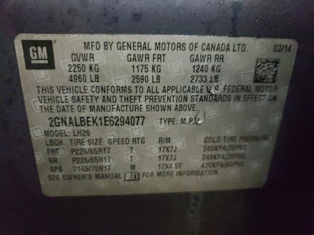 Photo 9 VIN: 2GNALBEK1E6294077 - CHEVROLET EQUINOX LT 