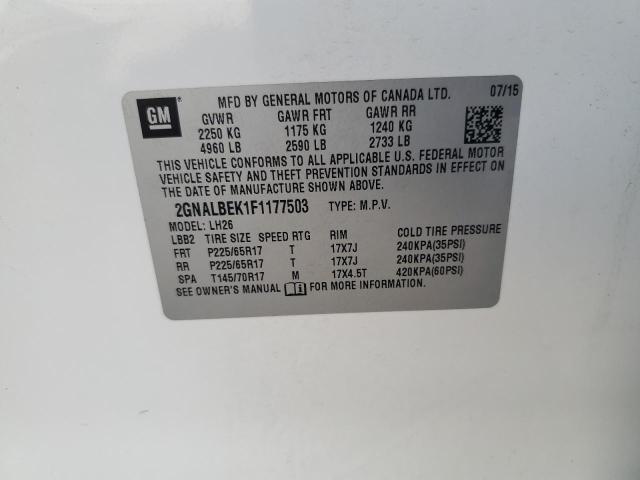 Photo 12 VIN: 2GNALBEK1F1177503 - CHEVROLET EQUINOX LT 