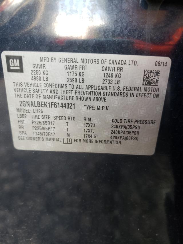 Photo 9 VIN: 2GNALBEK1F6144021 - CHEVROLET EQUINOX LT 