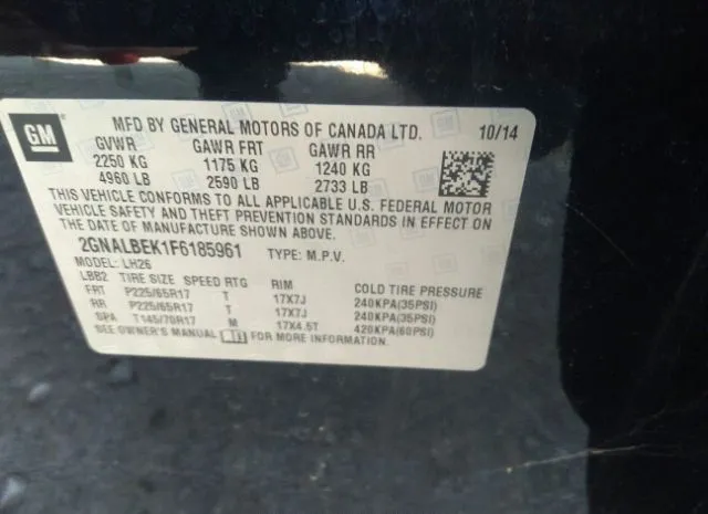 Photo 8 VIN: 2GNALBEK1F6185961 - CHEVROLET EQUINOX 