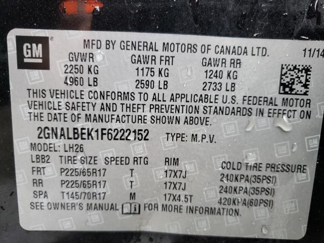 Photo 9 VIN: 2GNALBEK1F6222152 - CHEVROLET EQUINOX LT 