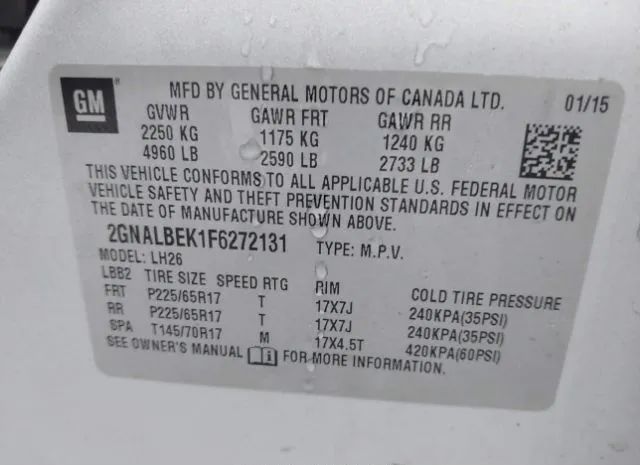 Photo 8 VIN: 2GNALBEK1F6272131 - CHEVROLET EQUINOX 