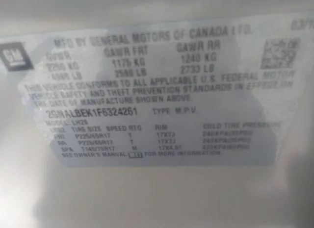 Photo 8 VIN: 2GNALBEK1F6324261 - CHEVROLET EQUINOX 