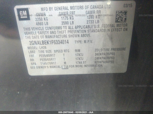 Photo 8 VIN: 2GNALBEK1F6334014 - CHEVROLET EQUINOX 