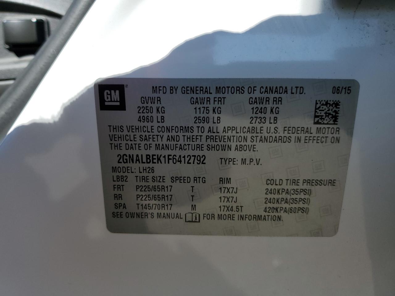 Photo 11 VIN: 2GNALBEK1F6412792 - CHEVROLET EQUINOX 