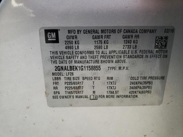 Photo 9 VIN: 2GNALBEK1G1158855 - CHEVROLET EQUINOX LS 