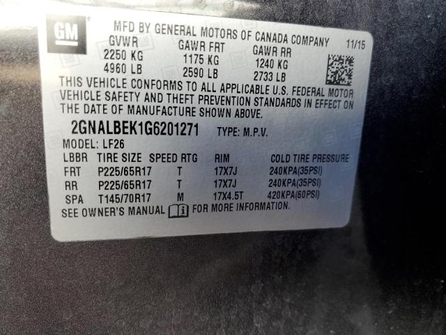 Photo 9 VIN: 2GNALBEK1G6201271 - CHEVROLET EQUINOX LS 