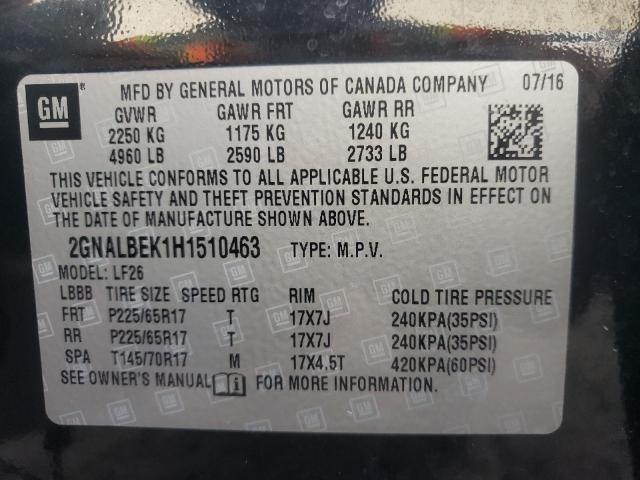 Photo 12 VIN: 2GNALBEK1H1510463 - CHEVROLET EQUINOX LS 