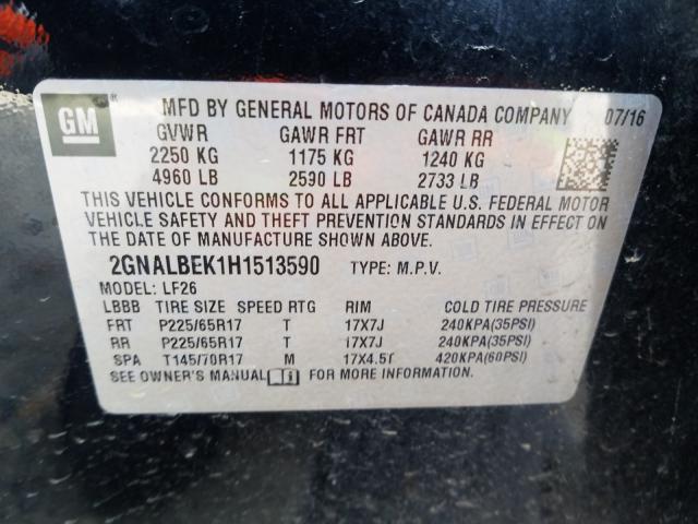 Photo 9 VIN: 2GNALBEK1H1513590 - CHEVROLET EQUINOX LS 