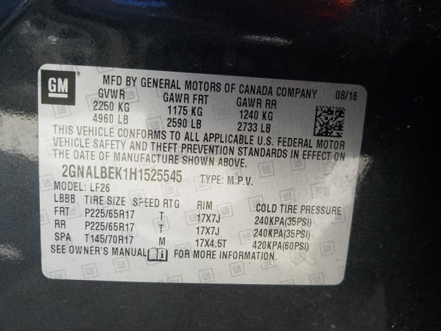 Photo 9 VIN: 2GNALBEK1H1525545 - CHEVROLET EQUINOX LS 