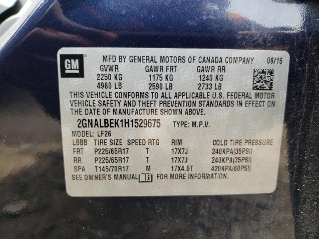 Photo 9 VIN: 2GNALBEK1H1529675 - CHEVROLET EQUINOX LS 