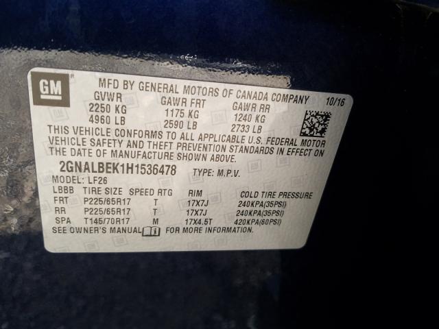 Photo 9 VIN: 2GNALBEK1H1536478 - CHEVROLET EQUINOX LS 