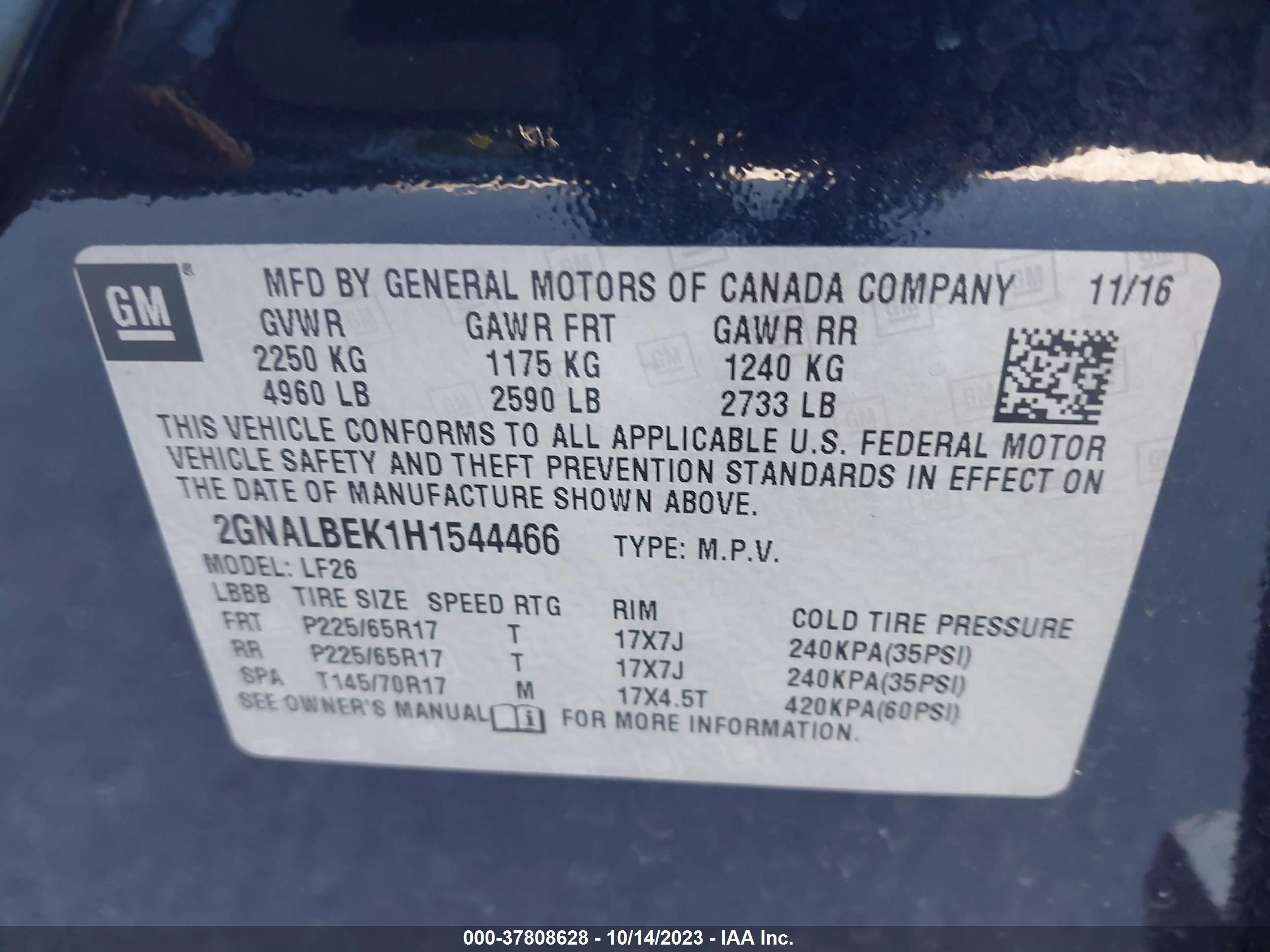 Photo 8 VIN: 2GNALBEK1H1544466 - CHEVROLET EQUINOX 