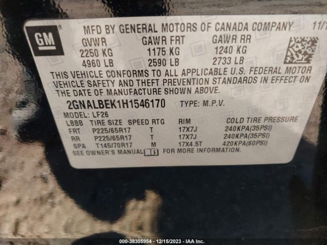 Photo 8 VIN: 2GNALBEK1H1546170 - CHEVROLET EQUINOX 