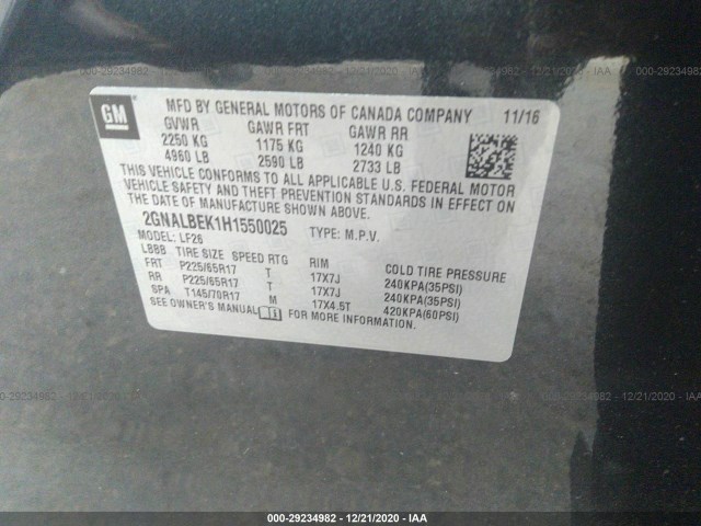 Photo 8 VIN: 2GNALBEK1H1550025 - CHEVROLET EQUINOX 