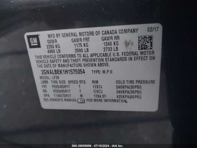 Photo 8 VIN: 2GNALBEK1H1575054 - CHEVROLET EQUINOX 