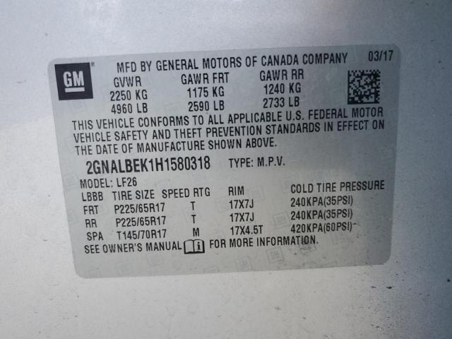 Photo 13 VIN: 2GNALBEK1H1580318 - CHEVROLET EQUINOX LS 