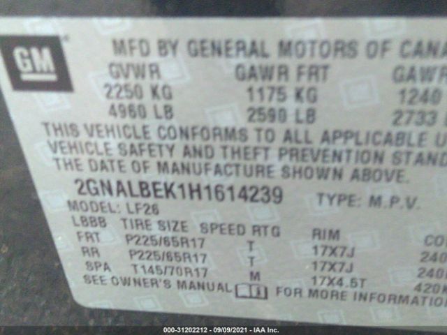 Photo 8 VIN: 2GNALBEK1H1614239 - CHEVROLET EQUINOX 