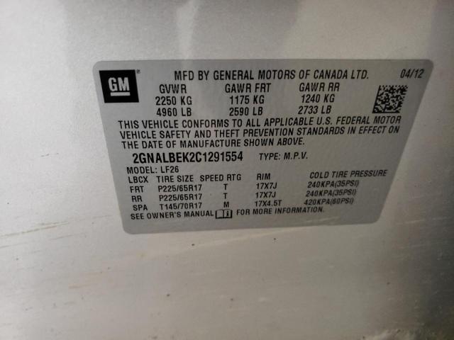 Photo 11 VIN: 2GNALBEK2C1291554 - CHEVROLET EQUINOX 