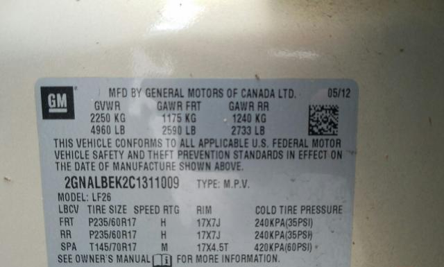 Photo 9 VIN: 2GNALBEK2C1311009 - CHEVROLET EQUINOX 