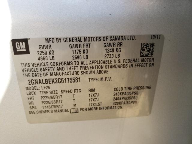 Photo 9 VIN: 2GNALBEK2C6175581 - CHEVROLET EQUINOX LS 