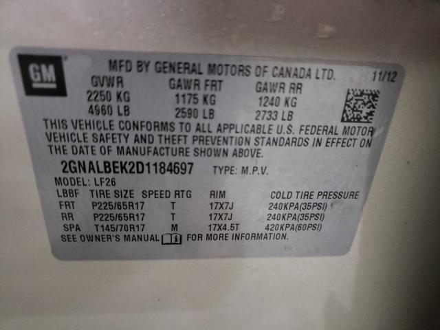 Photo 9 VIN: 2GNALBEK2D1184697 - CHEVROLET EQUINOX LS 