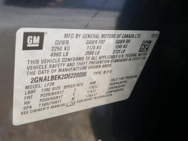 Photo 9 VIN: 2GNALBEK2D6228006 - CHEVROLET EQUINOX LS 