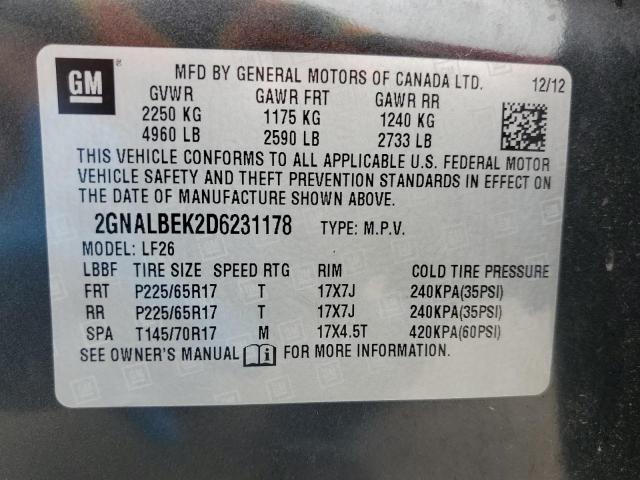 Photo 12 VIN: 2GNALBEK2D6231178 - CHEVROLET EQUINOX LS 