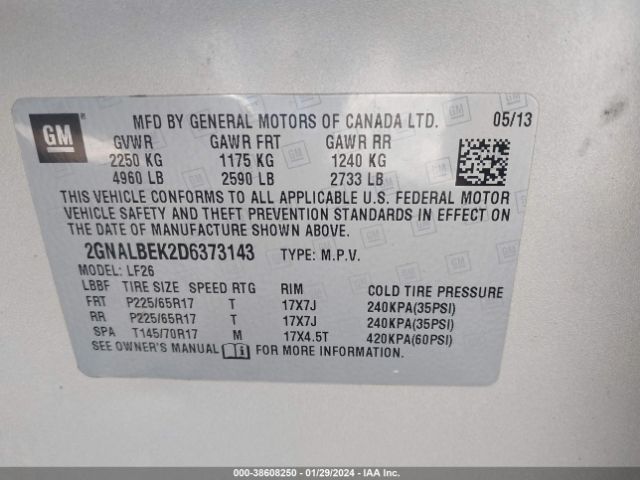 Photo 8 VIN: 2GNALBEK2D6373143 - CHEVROLET EQUINOX 