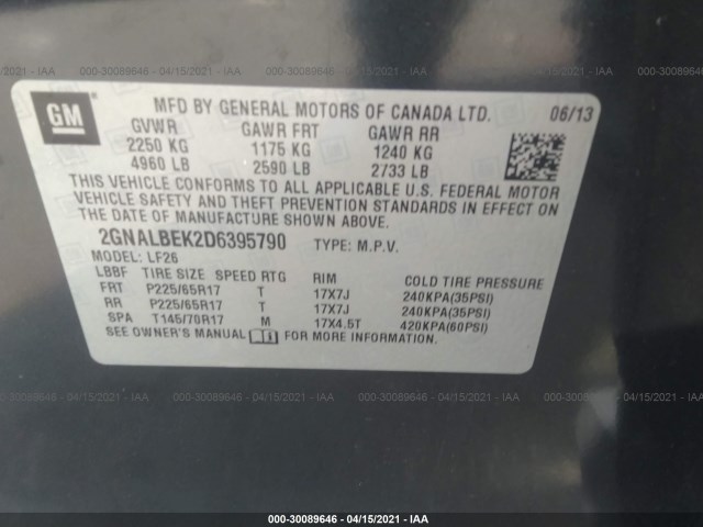 Photo 8 VIN: 2GNALBEK2D6395790 - CHEVROLET EQUINOX 