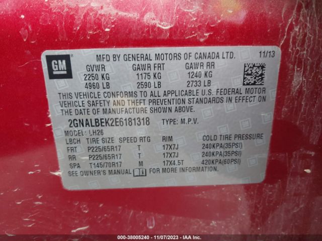 Photo 8 VIN: 2GNALBEK2E6181318 - CHEVROLET EQUINOX 