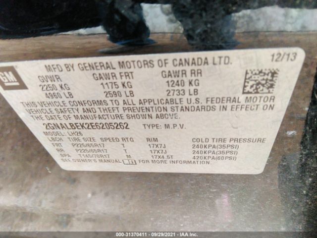 Photo 8 VIN: 2GNALBEK2E6205262 - CHEVROLET EQUINOX 