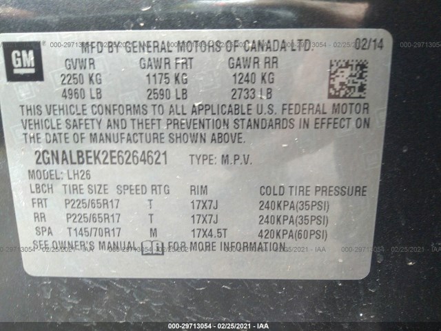 Photo 8 VIN: 2GNALBEK2E6264621 - CHEVROLET EQUINOX 