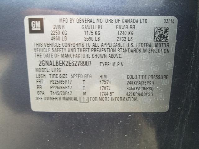 Photo 9 VIN: 2GNALBEK2E6278907 - CHEVROLET EQUINOX LT 