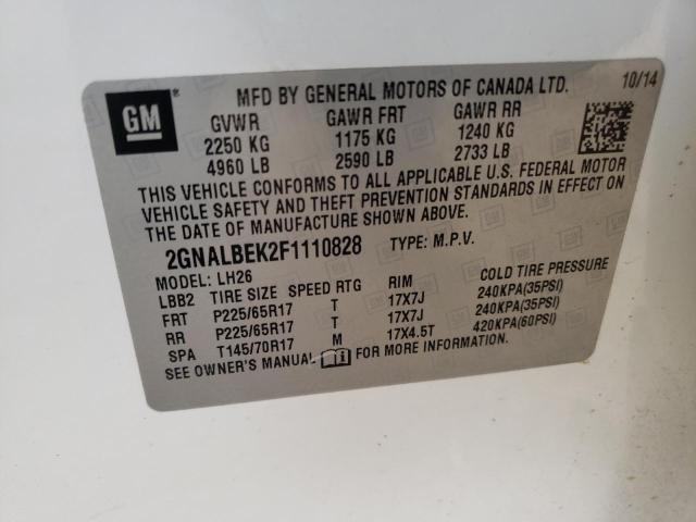 Photo 9 VIN: 2GNALBEK2F1110828 - CHEVROLET EQUINOX LT 