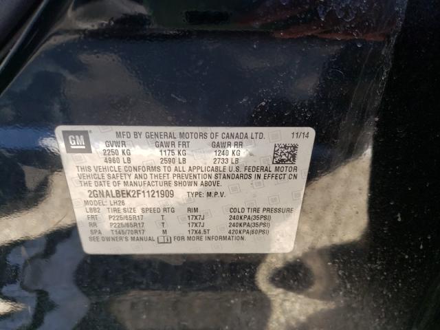 Photo 9 VIN: 2GNALBEK2F1121909 - CHEVROLET EQUINOX LT 