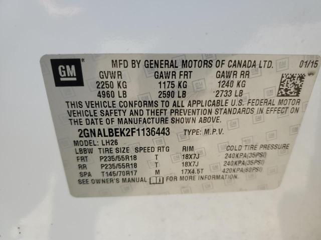 Photo 12 VIN: 2GNALBEK2F1136443 - CHEVROLET EQUINOX LT 