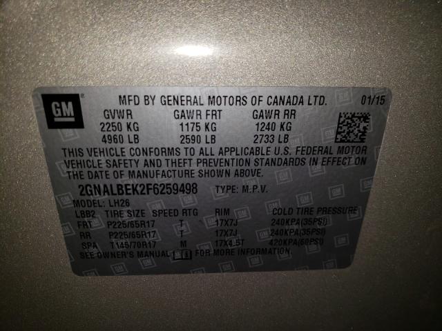 Photo 9 VIN: 2GNALBEK2F6259498 - CHEVROLET EQUINOX LT 