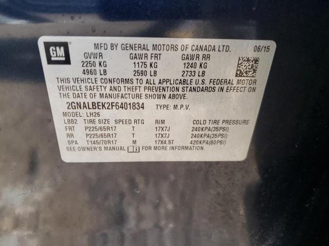 Photo 9 VIN: 2GNALBEK2F6401834 - CHEVROLET EQUINOX LT 