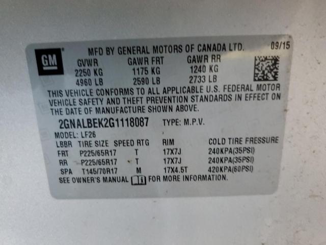 Photo 11 VIN: 2GNALBEK2G1118087 - CHEVROLET EQUINOX 