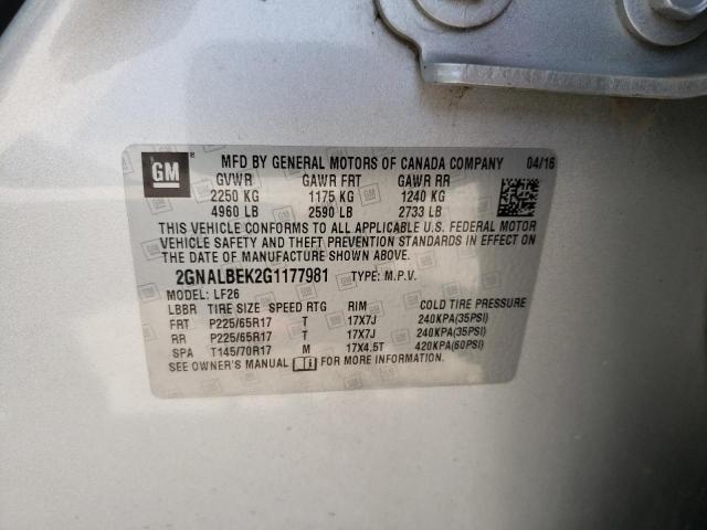 Photo 9 VIN: 2GNALBEK2G1177981 - CHEVROLET EQUINOX LS 