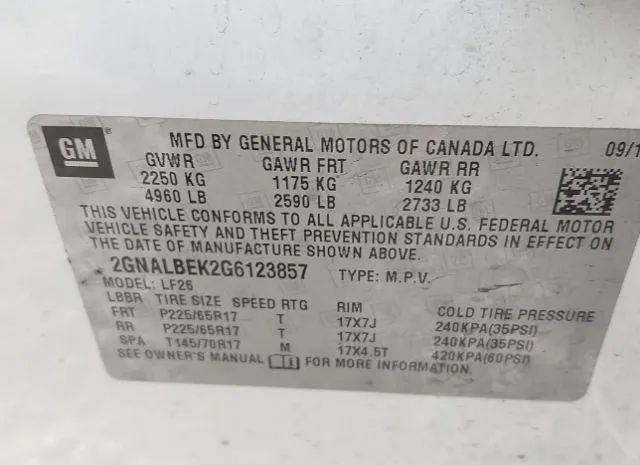 Photo 8 VIN: 2GNALBEK2G6123857 - CHEVROLET EQUINOX 