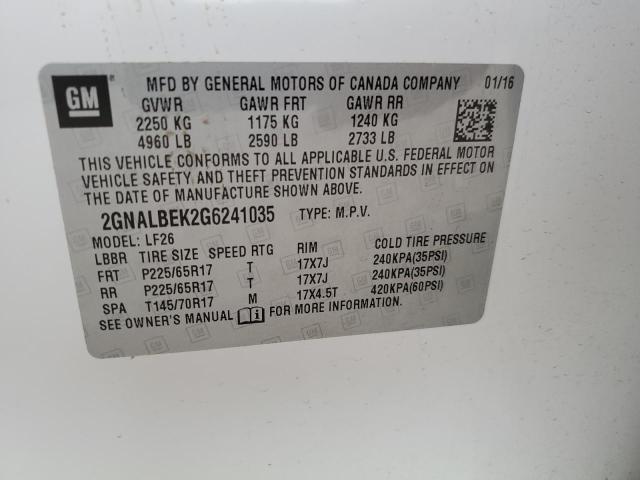 Photo 12 VIN: 2GNALBEK2G6241035 - CHEVROLET EQUINOX LS 