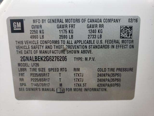 Photo 9 VIN: 2GNALBEK2G6276206 - CHEVROLET EQUINOX LS 