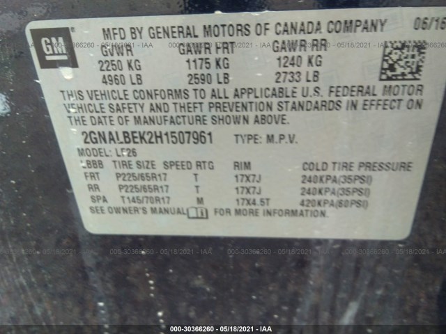 Photo 8 VIN: 2GNALBEK2H1507961 - CHEVROLET EQUINOX 